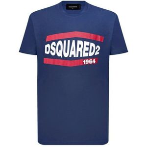 Dsquared2, Heren, Tops, Blauw, Maat: L Katoen,