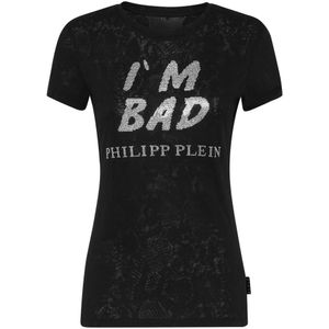 Philipp Plein, Dames, Tops, Zwart, Maat: XS Katoen,