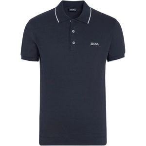 Zegna, Heren, Tops, Blauw, Maat: M Katoen,