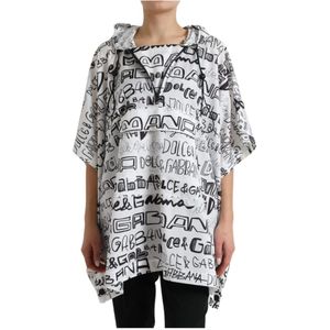 Dolce & Gabbana - TSH83782 - Poncho - Zwart en Wit - Hooded met Graffiti Print