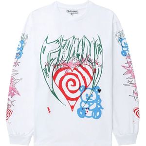 Ganni, Dames, Sweatshirts & Hoodies, Wit, Maat: S