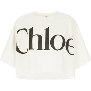 Chloé, Dames, Tops, Wit, Maat: L Katoen,