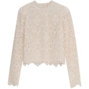 The New Society, Dames, Blouses & Shirts, Beige, Maat: S Katoen,