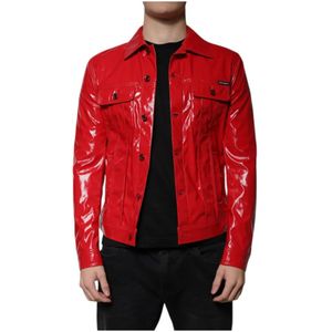 Dolce & Gabbana, Heren, Jassen, Rood, Maat: M Poliester,