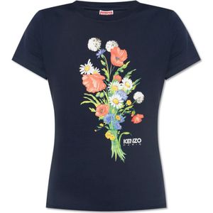 Kenzo, Dames, Tops, Blauw, Maat: L Katoen,