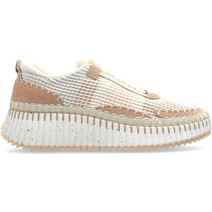 Chloé - Sneakers - Crème Beige - Premium Leer, Mesh, Suède