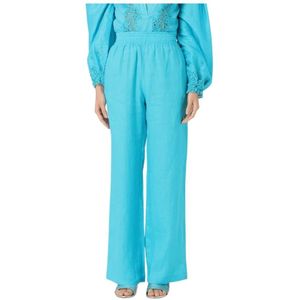 Ermanno Scervino, Dames, Broeken, Blauw, Maat: S Linnen,