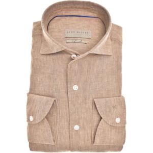 John Miller, Heren, Overhemden, Beige, Maat: 4XL Katoen,