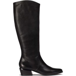 DREAM PAIRS Cowboylaarzen voor dames, kniehoge laarzen, comfortabele pull-on zijrits, dikke hak, geborduurde westerse cowgirllaarzen, retro hoge laars voor themafeest, landelijk concert, bruin, 40 EU