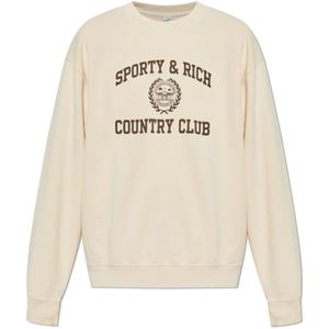 Sporty & Rich, unisex, Sweatshirts & Hoodies, Beige, Maat: S Katoen,