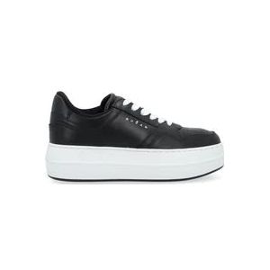 Hogan Geveterde Sneaker in Zwart Leer , Black , Dames , Maat: 36 1/2 EU