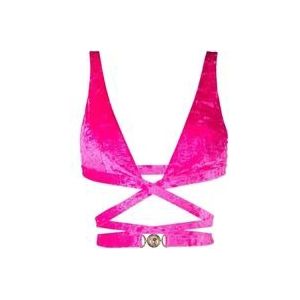 Versace Medusa Plaque Triangel Bikinitop , Pink , Dames , Maat: L