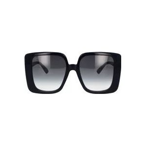 Gucci Vierkante oversized zonnebril met metalen GG-logo , Black , Dames , Maat: 55 MM