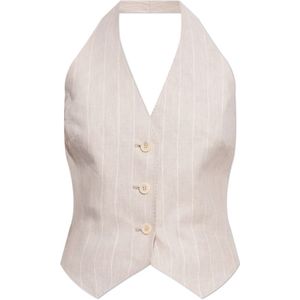 Max Mara, Dames, Jassen, Beige, Maat: 2XS Linnen,