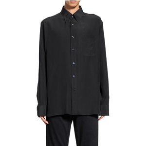Tom Ford, Heren, Overhemden, Zwart, Maat: XL Satijn,