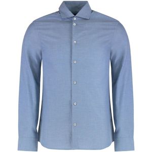 Moorer, Heren, Overhemden, Blauw, Maat: M Katoen,