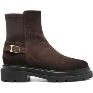 Santoni Bruine Suède Ritslaarzen , Brown , Dames , Maat: 37 1/2 EU