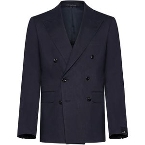 Tagliatore, Heren, Jassen, Blauw, Maat: 2XL Linnen,