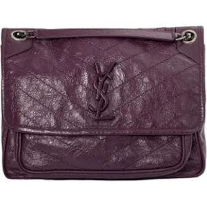 Yves Saint Laurent Vintage, Dames, Pre-owned, Paars, Maat: ONE Size Leer,