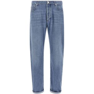 Brunello Cucinelli, Heren, Jeans, Blauw, Maat: S Denim,