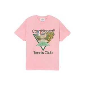 Casablanca Tennis Club Icon Roze T-Shirt , Pink , Heren , Maat: L