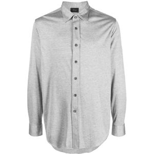 Brioni, Heren, Overhemden, Grijs, Maat: L Katoen,