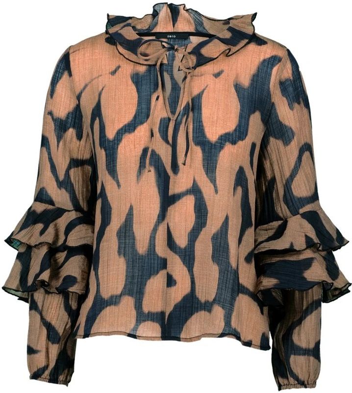 Zero, Dames, Blouses & Shirts, Bruin, Maat: XS