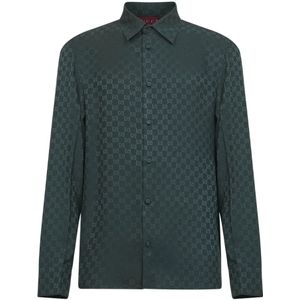 Gucci, Heren, Overhemden, Groen, Maat: XL Zijde,