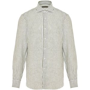 Barba, Heren, Overhemden, Groen, Maat: 2XL Linnen,