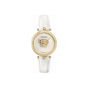 Versace Palazzo Empire Wit Lederen Goud Stalen Horloge , Multicolor , Dames , Maat: ONE Size
