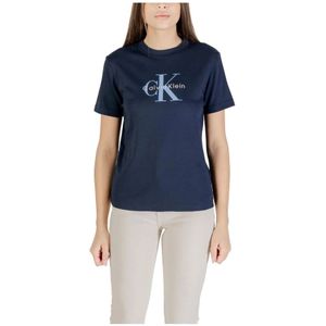 Calvin Klein Jeans, Dames, Tops, Blauw, Maat: XL Katoen,