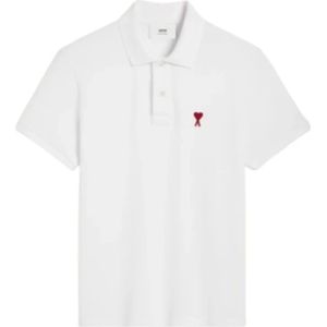 Ami Paris - Polo Shirt - Wit - Biologisch Katoen - Korte Mouwen