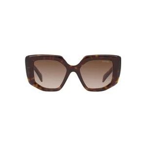 Prada Bruine zonnebril met onregelmatige vorm , Brown , unisex , Maat: 50 MM