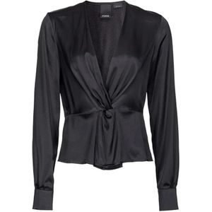 Pinko, Dames, Blouses & Shirts, Zwart, Maat: S Zijde,