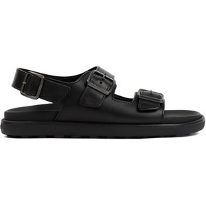 Tod's Zwarte Leren Sandalen , Black , Heren , Maat: 43 EU