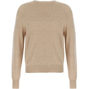 Ma'ry'ya, Heren, Truien, Beige, Maat: S Katoen,