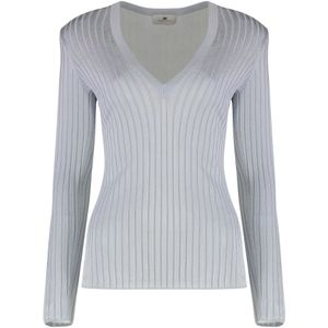 Elisabetta Franchi, Dames, Truien, Blauw, Maat: L Viscose,