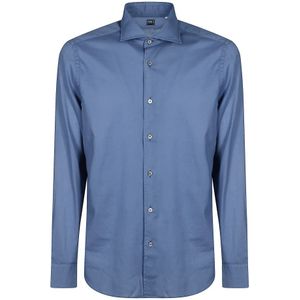 Fedeli, Heren, Overhemden, Blauw, Maat: L Katoen,