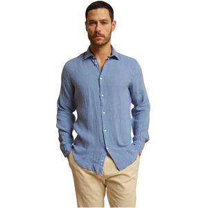 Peninsula, Heren, Overhemden, Blauw, Maat: L Linnen,