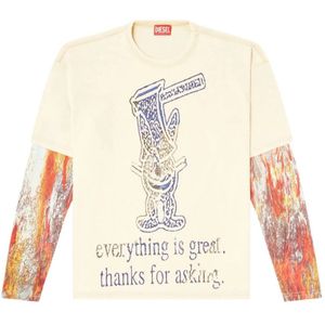 Diesel, Heren, Tops, Wit, Maat: M Zijde,