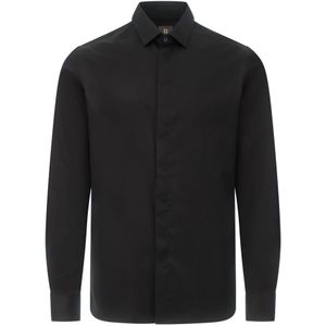 Boggi Milano, Heren, Overhemden, Zwart, Maat: S Katoen,