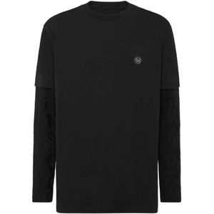 Philipp Plein, Heren, Tops, Zwart, Maat: L Katoen,