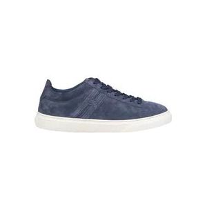 Hogan Blauwe Suède Sneakers met reliëf H , Blue , Heren , Maat: 42 1/2 EU