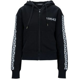 Versace, Dames, Sweatshirts & Hoodies, Zwart, Maat: 2XS Katoen,