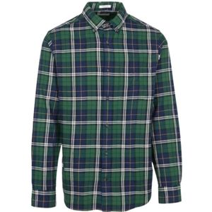 Gant, Heren, Overhemden, Groen, Maat: M Flanel,