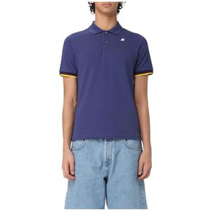 K-Way - Stretch Katoen Polo Shirt - Blauw - Katoen - Slim Fit