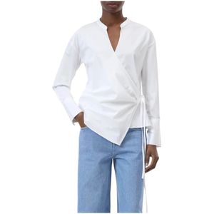 Closed, Dames, Blouses & Shirts, Wit, Maat: S Katoen,