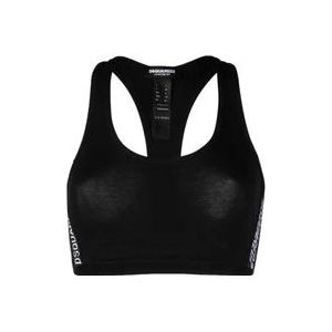 Dsquared2 Sportieve Zwarte Crop Top , Black , Dames , Maat: M