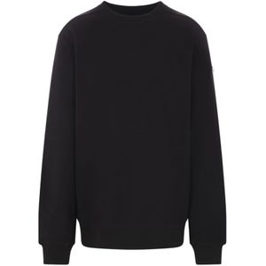 Moncler Zwarte Oversized Sweater met Logopatch , Black , Heren , Maat: L