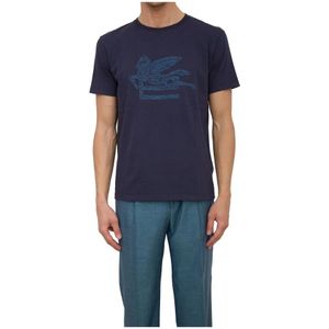 Etro, Heren, Tops, Blauw, Maat: M Katoen,